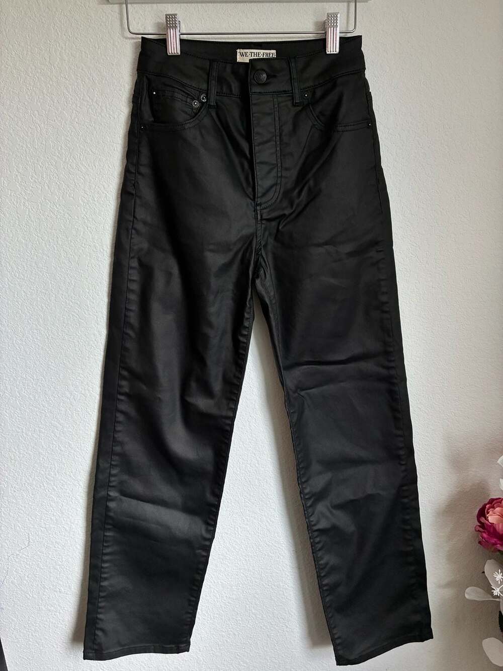 Free People We The Free Pacifica High Rise Slim Straight Coated Jeans Size 26